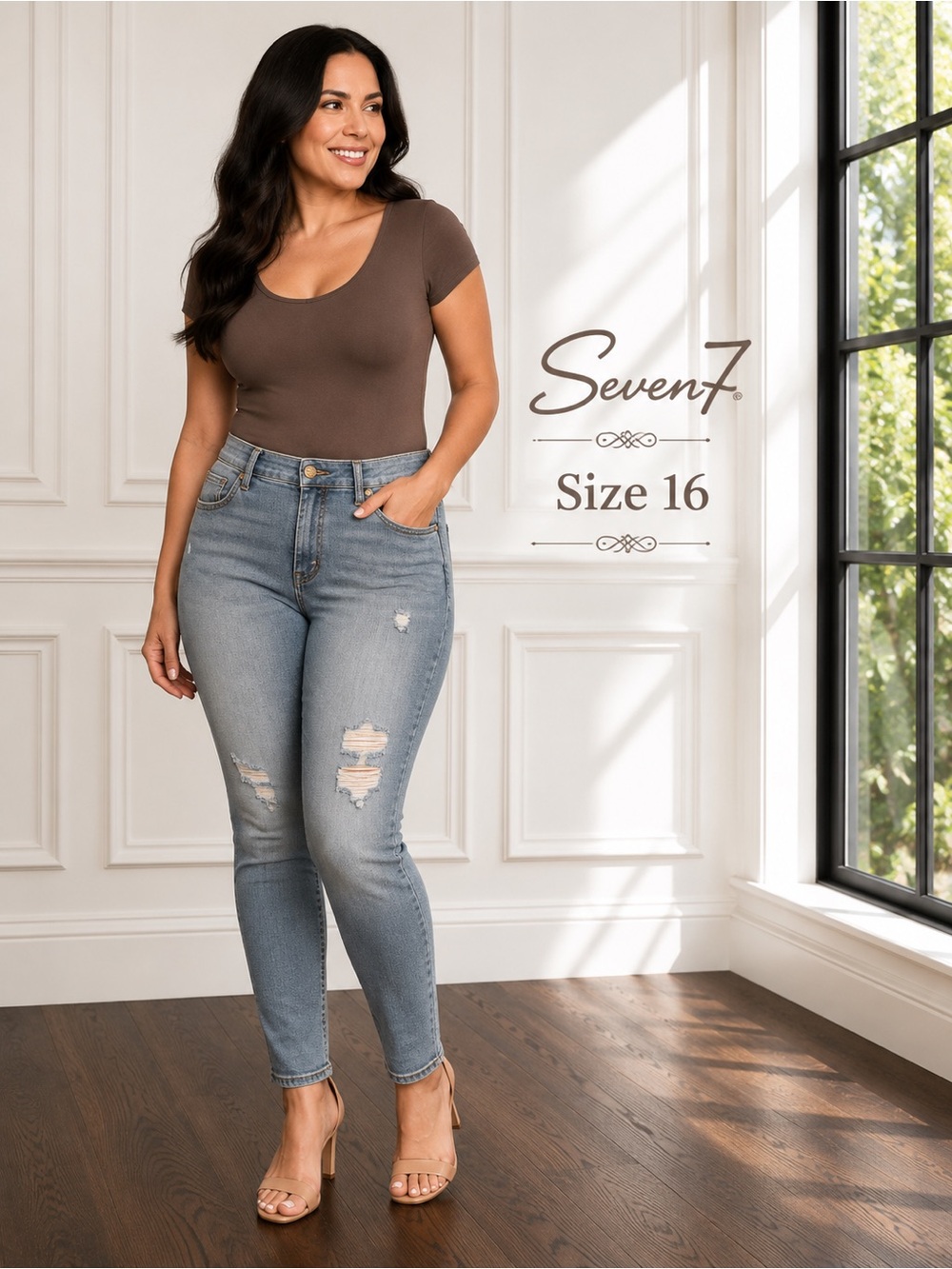 Seven7 Tummyless High Rise Skinny Jeans Size 16 Strata Wash NWT